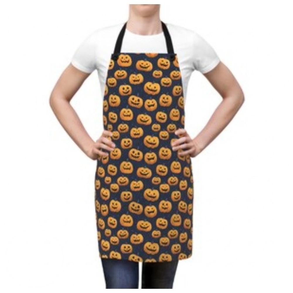 Cuisinart Halloween Pumpkin Apron Gray Orange Jack-O-Lantern 100% Cotton NEW